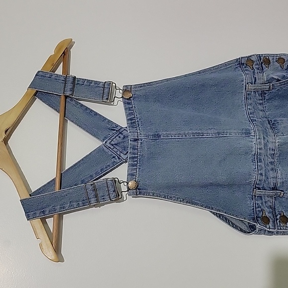 Mod Ref Distressed Denim Blue Jean Bib Overalls Size Small - Picture 2 of 7
